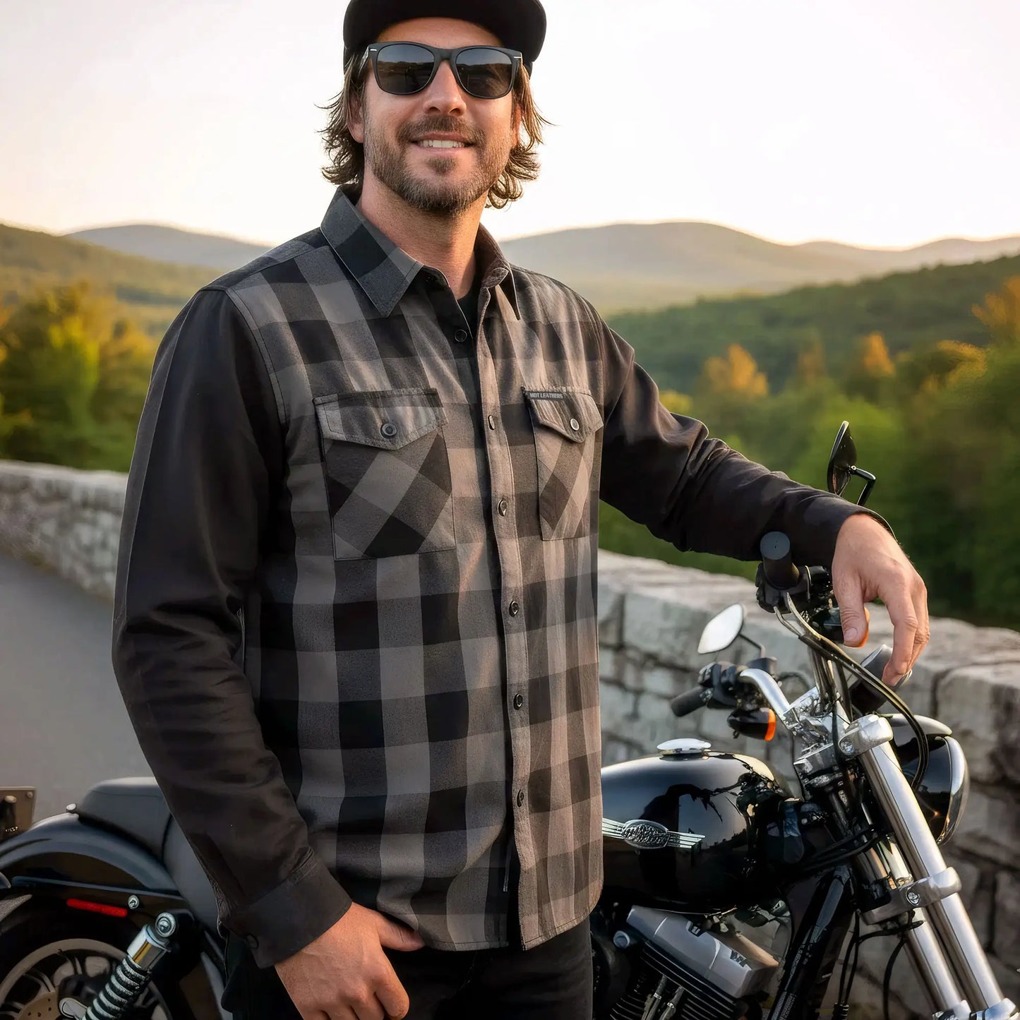 Hot Leathers Mens Black And Gray 2 Toned Long Sleeve Flannel Shirt FLM2042