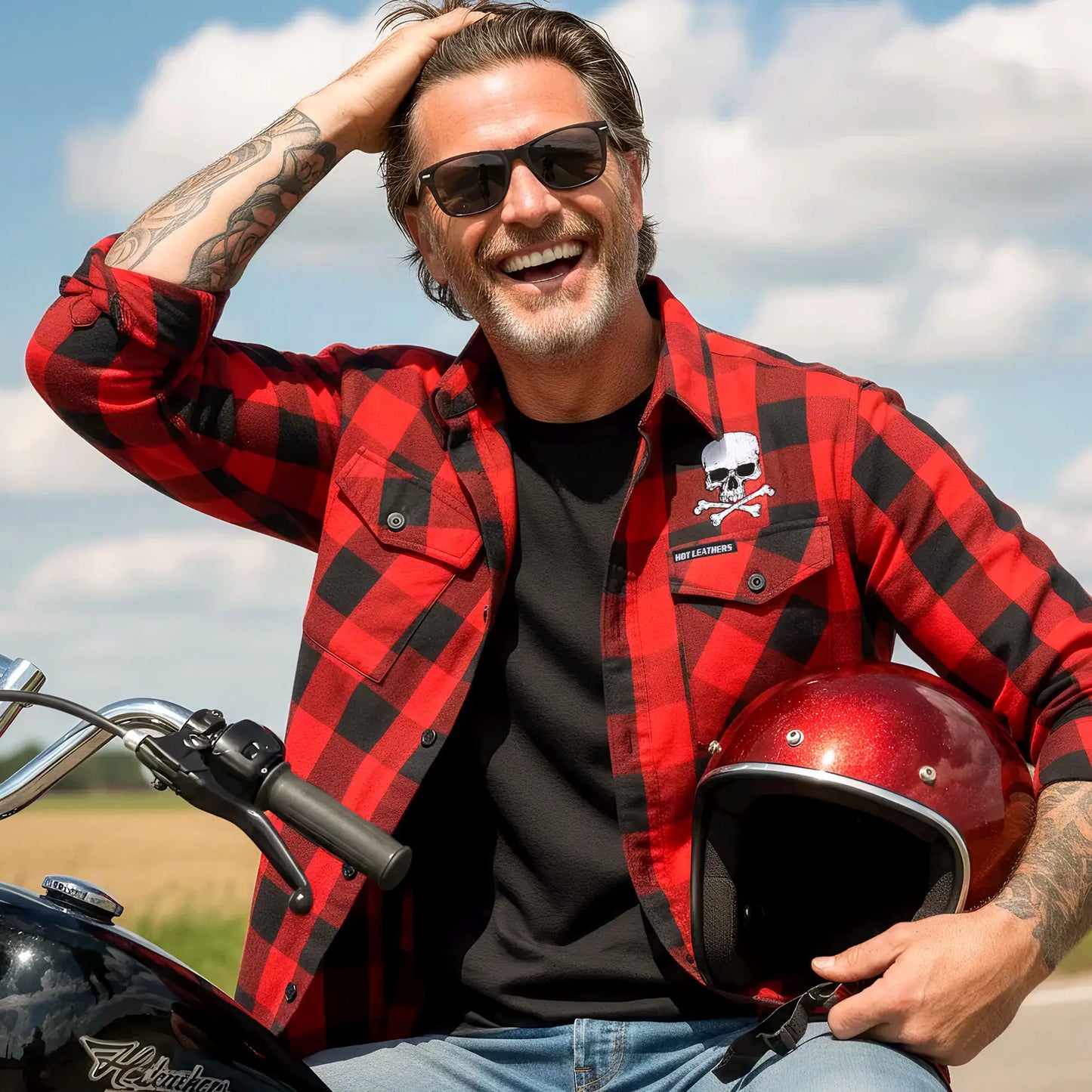 Hot Leathers FLM2103 Men's 'Skull and Bones' Flannel Long Sleeve Shirt