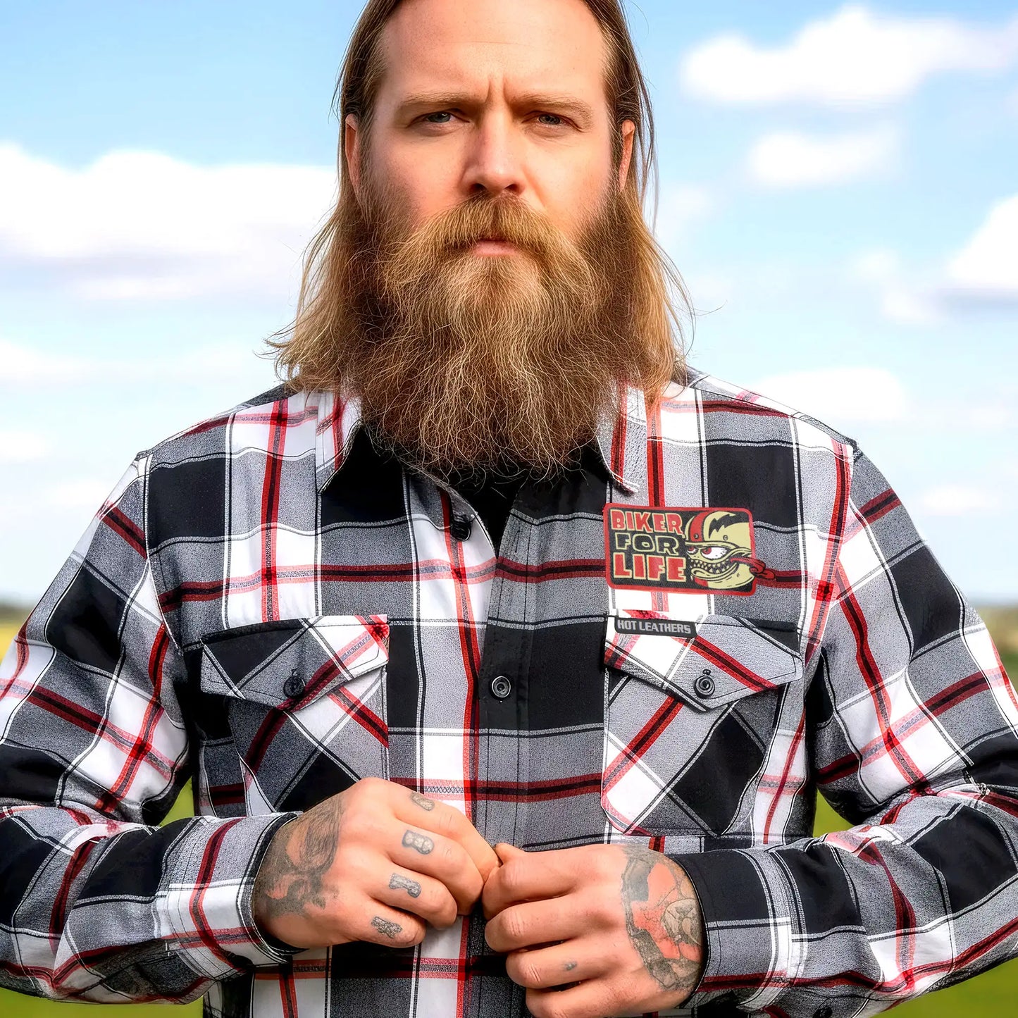 Hot Leathers Men's 'Bobber Monster' Multi/Color Cotton Flannel Shirt - Button Front - Riding/Casual/ Work Wear - FLM2104