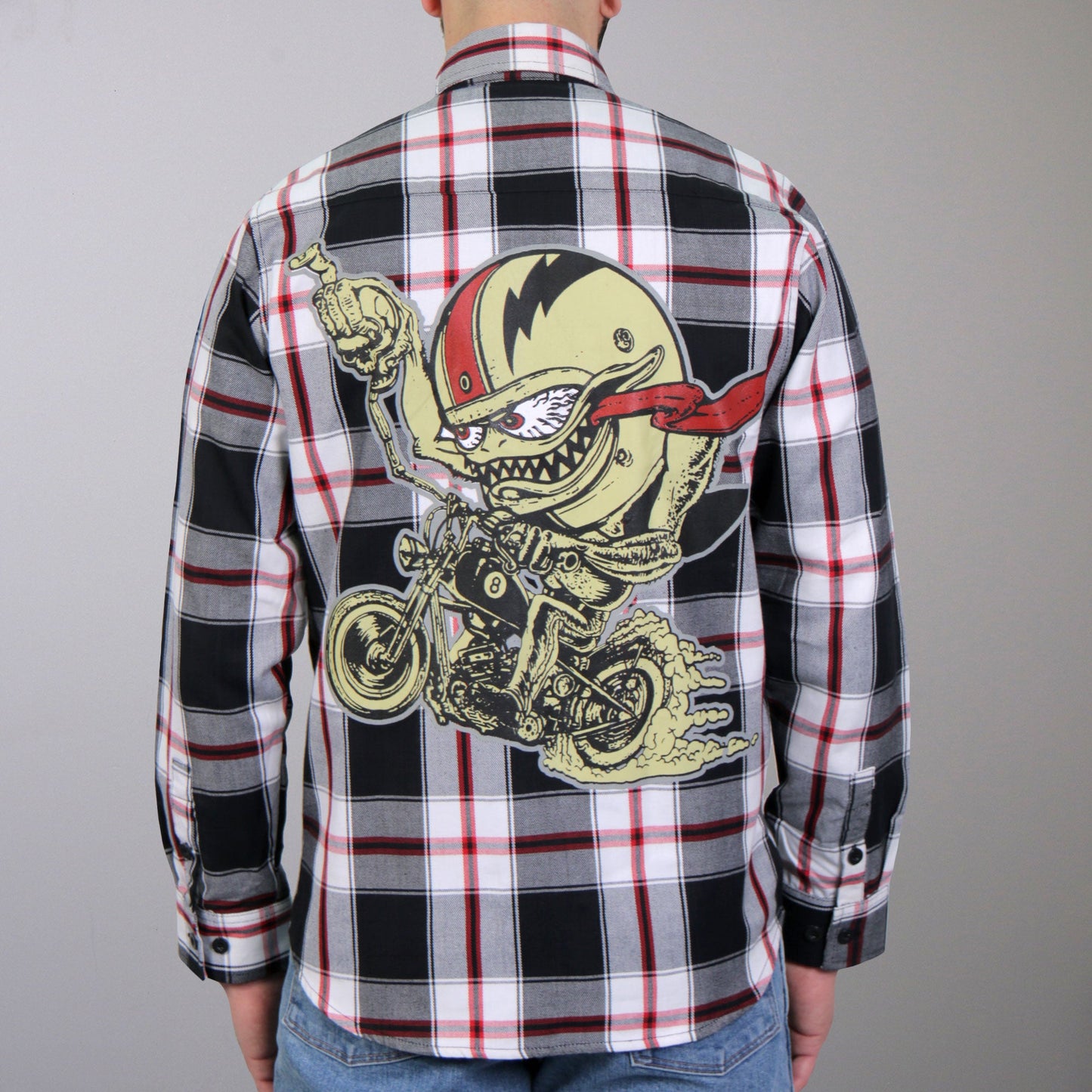 Hot Leathers Men's 'Bobber Monster' Multi/Color Cotton Flannel Shirt - Button Front - Riding/Casual/ Work Wear - FLM2104