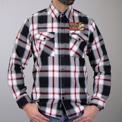 Hot Leathers Men's 'Bobber Monster' Multi/Color Cotton Flannel Shirt - Button Front - Riding/Casual/ Work Wear - FLM2104