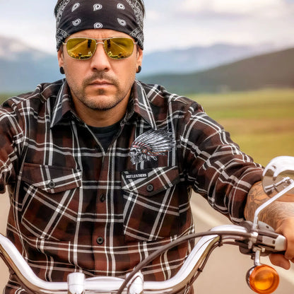 Hot Leathers Men's 'Headdress' Multi/Color Cotton Flannel Shirt - Button Front - Riding/Casual/ Work Wear - FLM2109