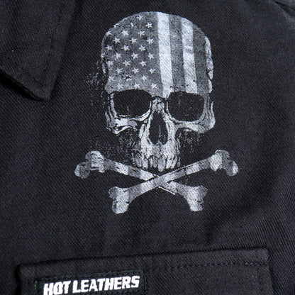 Hot Leathers Men's 'Black Flag' Black Cotton Flannel Shirt - Button Front - Riding/Casual/ Work Wear - FLM2113