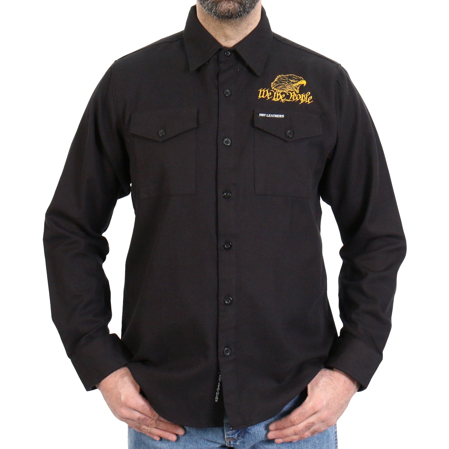Hot Leathers Men's 'We The People' Black Cotton Flannel Shirt - Button Front - Riding/Casual/ Work Wear - FLM2114