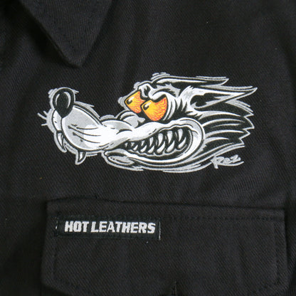 Hot Leathers Men's 'Race Wolf' Black Cotton Flannel Shirt - Button Front - Riding/Casual/ Work Wear - FLM2115