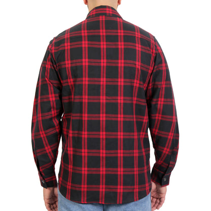 Hot Leathers Men's 'Dead Mile' Red/Black Cotton Flannel Shirt - Button Front - Riding/Casual/ Work Wear - FLM3001