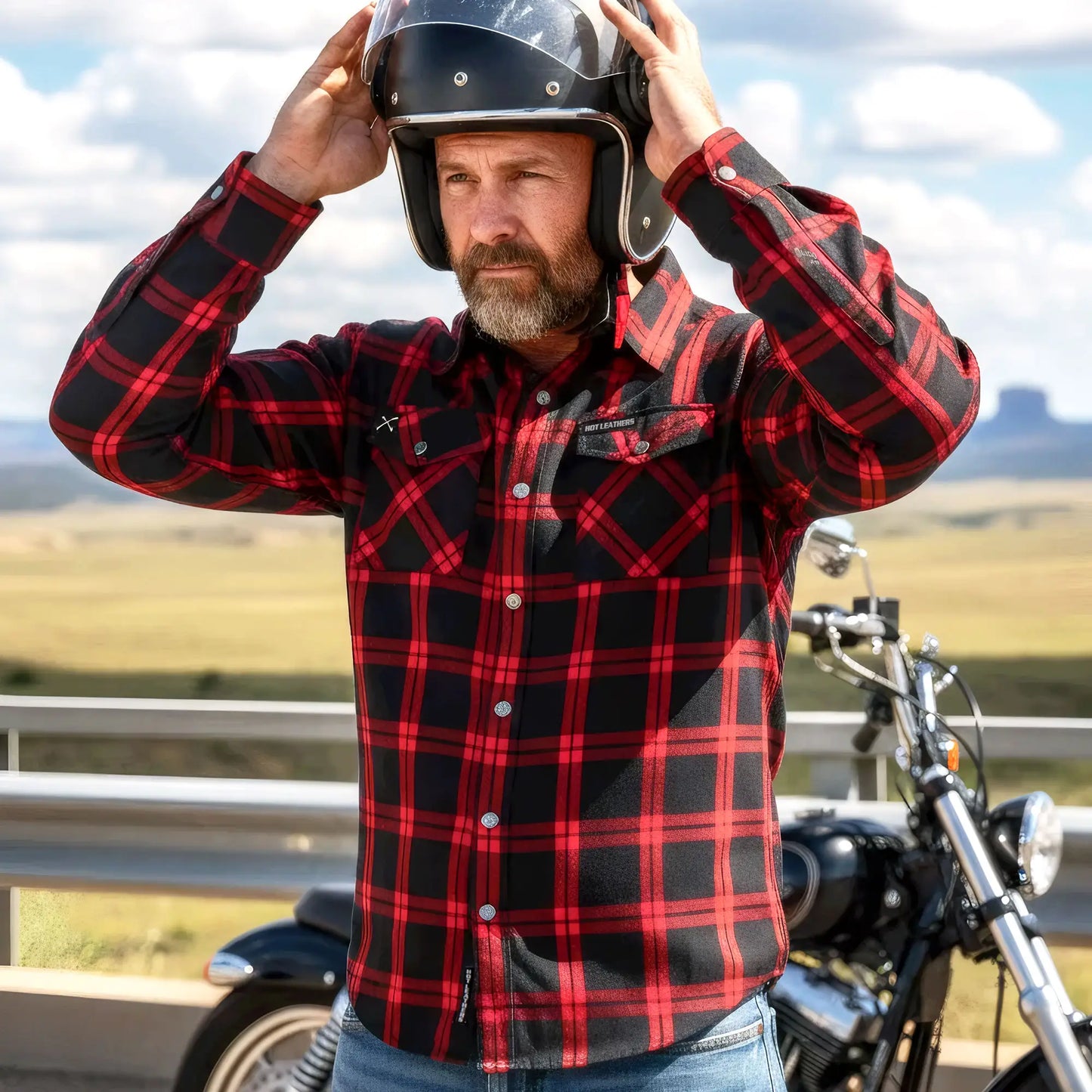 Hot Leathers Men's 'Dead Mile' Red/Black Cotton Flannel Shirt - Button Front - Riding/Casual/ Work Wear - FLM3001