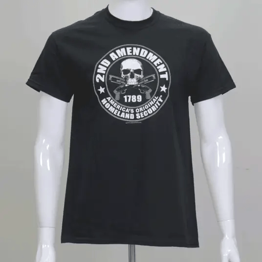 Hot Leathers GMD1158 Men's '2nd Amendment America's Original Homeland Security' Black T-Shirt