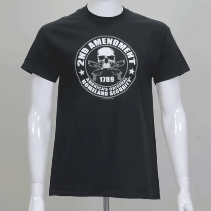 Hot Leathers GMD1158 Men's '2nd Amendment America's Original Homeland Security' Black T-Shirt