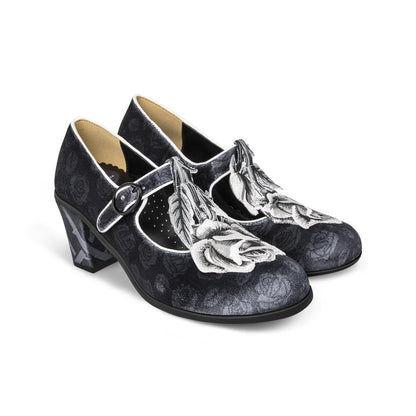 Black Tudor Women's Mary Jane Mid Heels