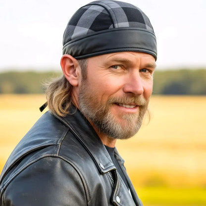 Hot Leathers Gray Buffalo Plaid Lightweight Headwrap HWH1110