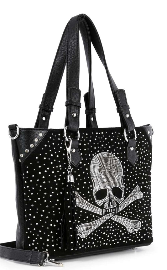 Skull & Crossbones Rhinestone Sparkle Tote