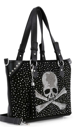 Skull & Crossbones Rhinestone Sparkle Tote