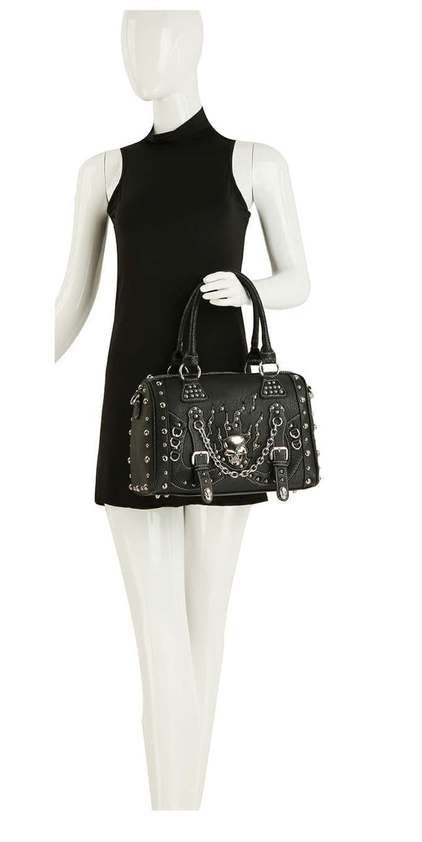 3D Chained Skull Flames Satchel