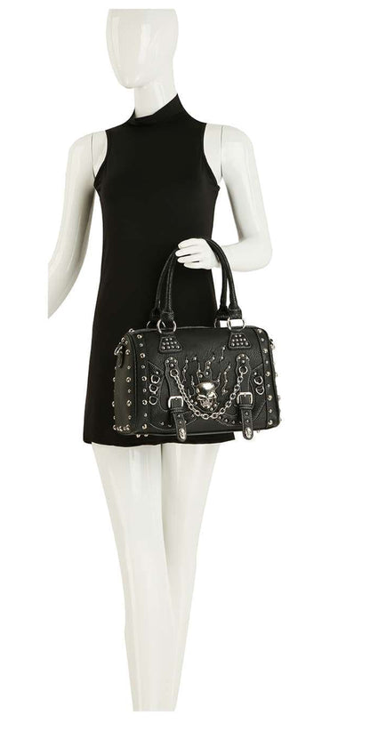 3D Chained Skull Flames Satchel