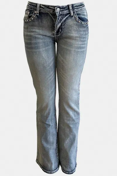 Let’s Ride Motorcycle Rhinestone Bootcut Jeans