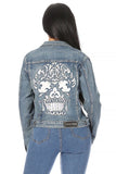 Motorcycle Lady Rhinestone Denim Jacket