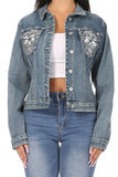 Motorcycle Lady Rhinestone Denim Jacket