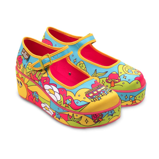 Hot Chocolate Love on The Road Mary Jane Platforms