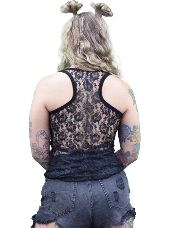 Liberty Wear Devilish Cuts Lace Back Tank