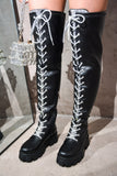 Cape Robbin Boxi Rhinestone Lug Platform Thigh High Boots