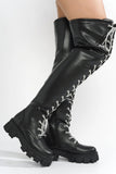 Cape Robbin Boxi Rhinestone Lug Platform Thigh High Boots