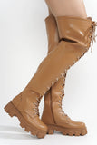 Cape Robbin Boxi Rhinestone Lug Platform Thigh High Boots