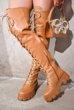 Cape Robbin Boxi Rhinestone Lug Platform Thigh High Boots