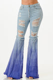 Purple Candy Ombré Flared  Destroyed Jeans