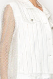 Rhinestone and Mesh Denim Jacket