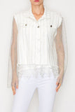 Rhinestone and Mesh Denim Jacket