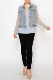 Rhinestone and Mesh Denim Jacket