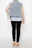 Rhinestone and Mesh Denim Jacket