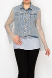 Rhinestone and Mesh Denim Jacket