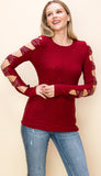 Holiday Criss Cross Cutout LS Top