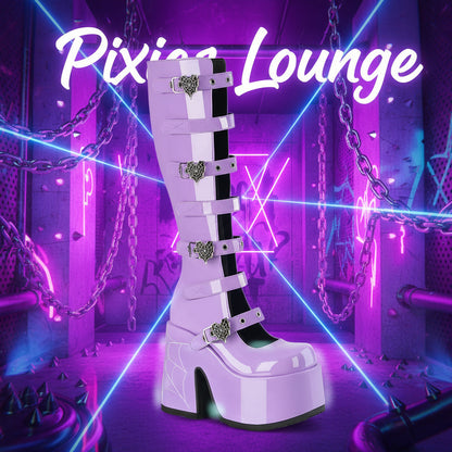 Demonia Camel-223 UV Buckle Up Chunky Boot