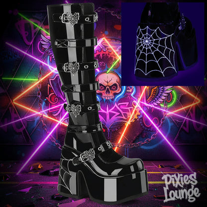 Demonia Camel-223 UV Buckle Up Chunky Boot