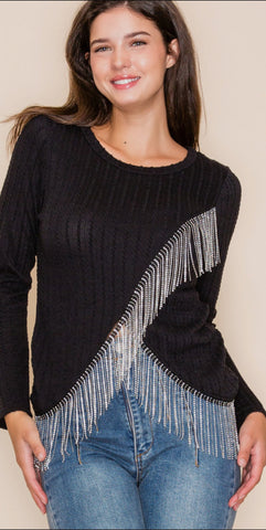 Vocal Fringe Flair Fall Sweater