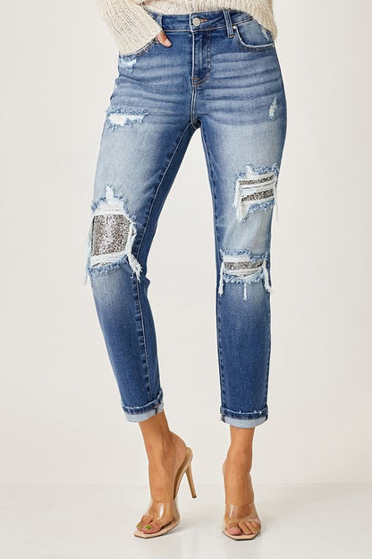 Risen Sparkle Sequin Crush Jeans