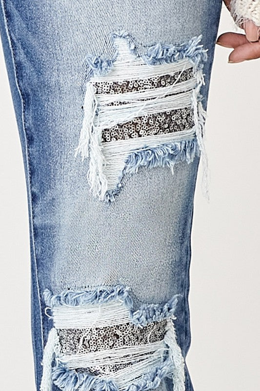 Risen Sparkle Sequin Crush Jeans