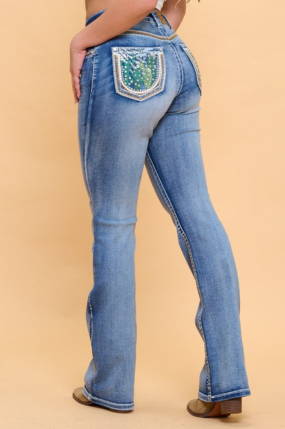 Rodeo Blessed Sparkle Flare Jeans
