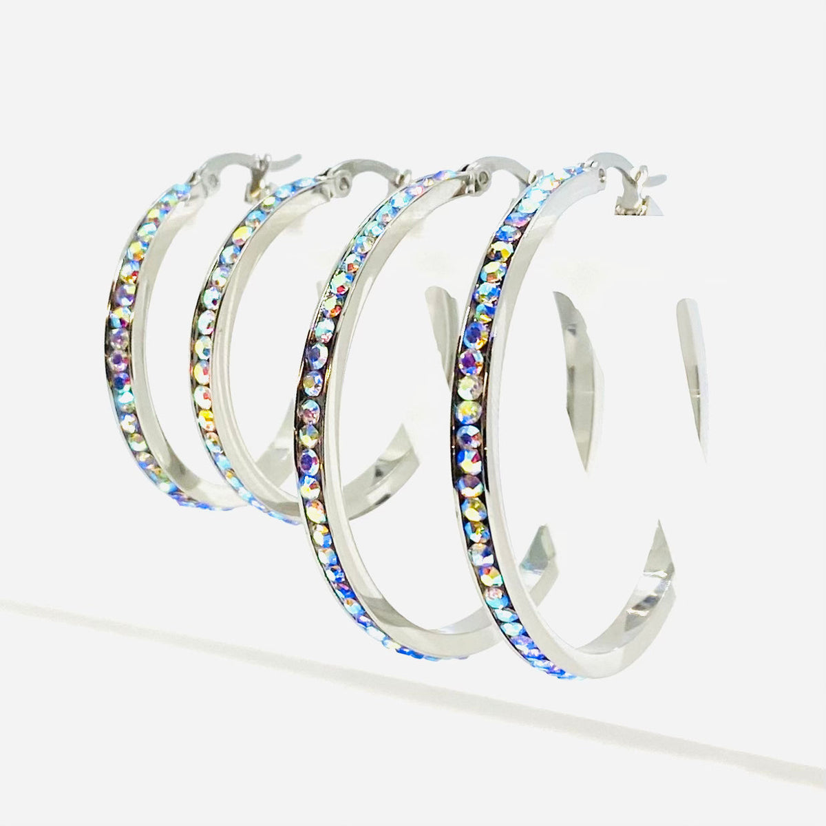 SK2346 Rainbow Crystal Earrings - Two Sizes Available
