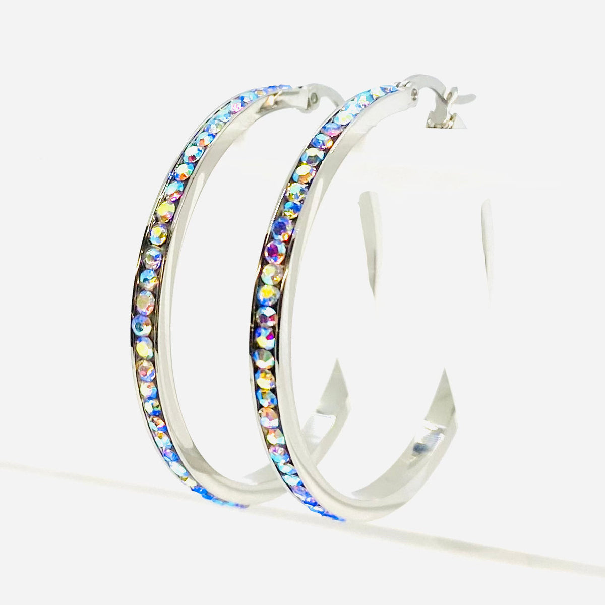 SK2346 Rainbow Crystal Earrings - Two Sizes Available
