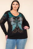 Vocal Angel and Cross Long Sleeve Contrast Top
