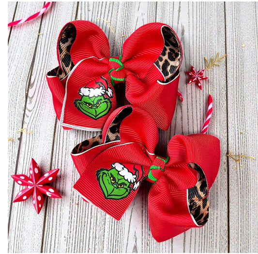 Little Miss Grinchmas Plaid Dress + Bow Set