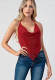 Stargazing Backless Cowl Neck Rhinestone Top