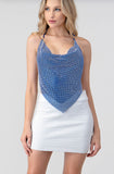 Stargazing Backless Cowl Neck Rhinestone Top