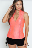 Corset Style Top w/ Open Back with Zip Up Front