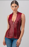 Corset Style Top w/ Open Back with Zip Up Front