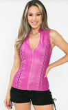 Corset Style Top w/ Open Back with Zip Up Front